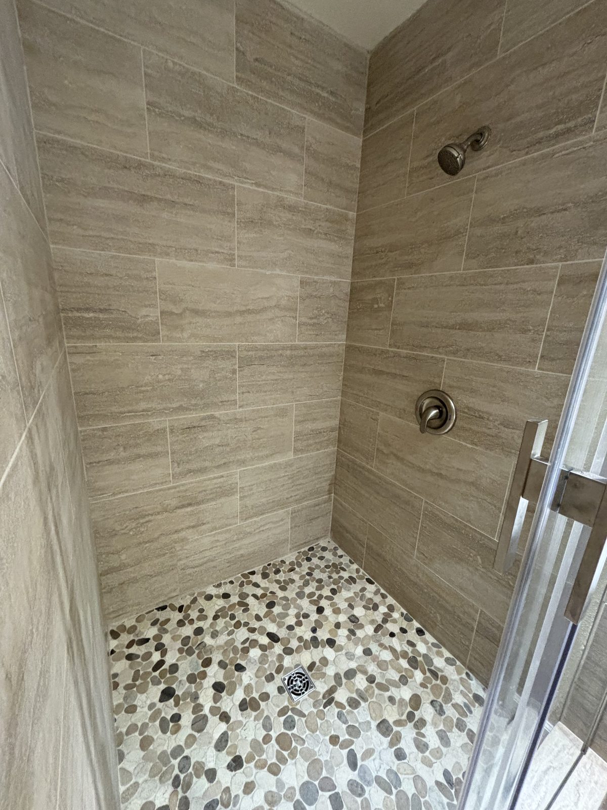 New tiled walk-in shower