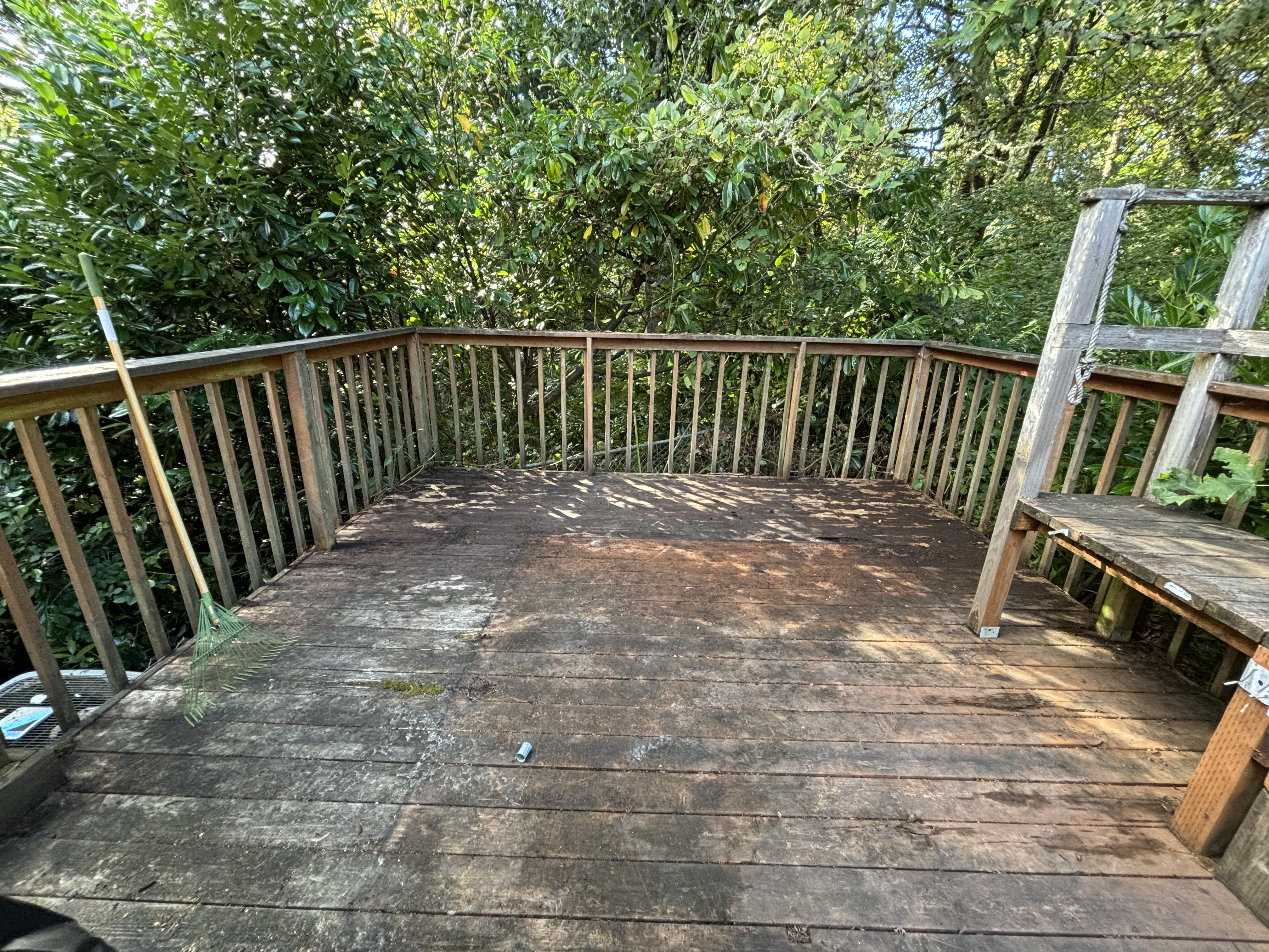 Deck fully cleared after landscaping cleanup
